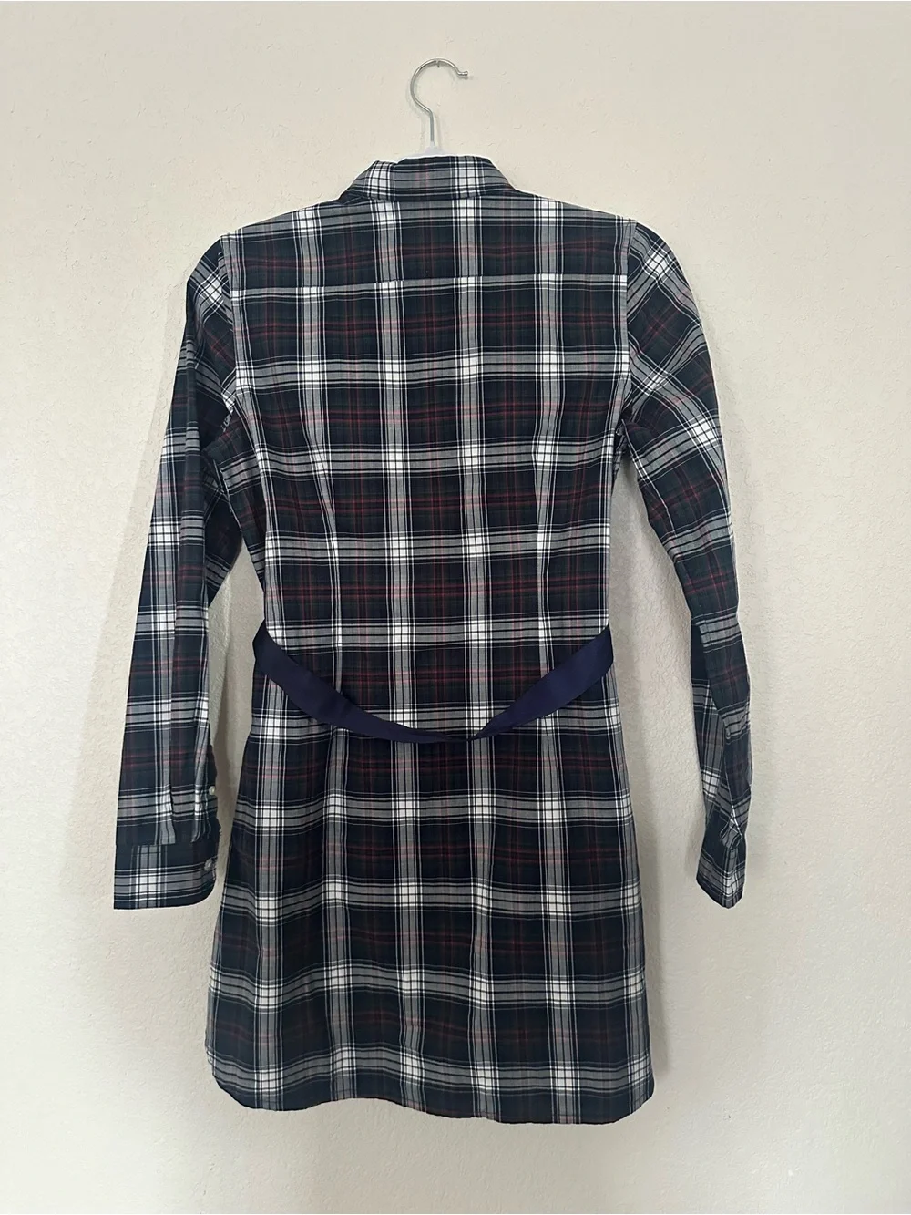 Ralph Lauren Girls Plaid Shirt Dress Long Sleeve Belted Navy/Green/Red Size 16